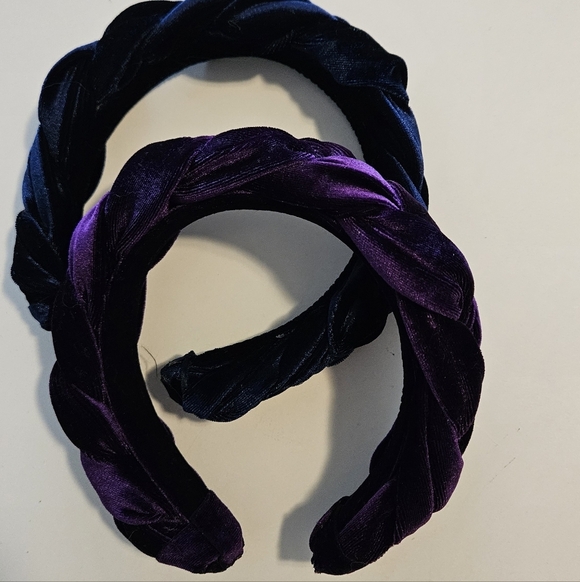 Elegant Velvet Braided Headbands - Navy Blue and Purple - Picture 5 of 6